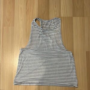 Athleta Striped Gray Sleeveless Top